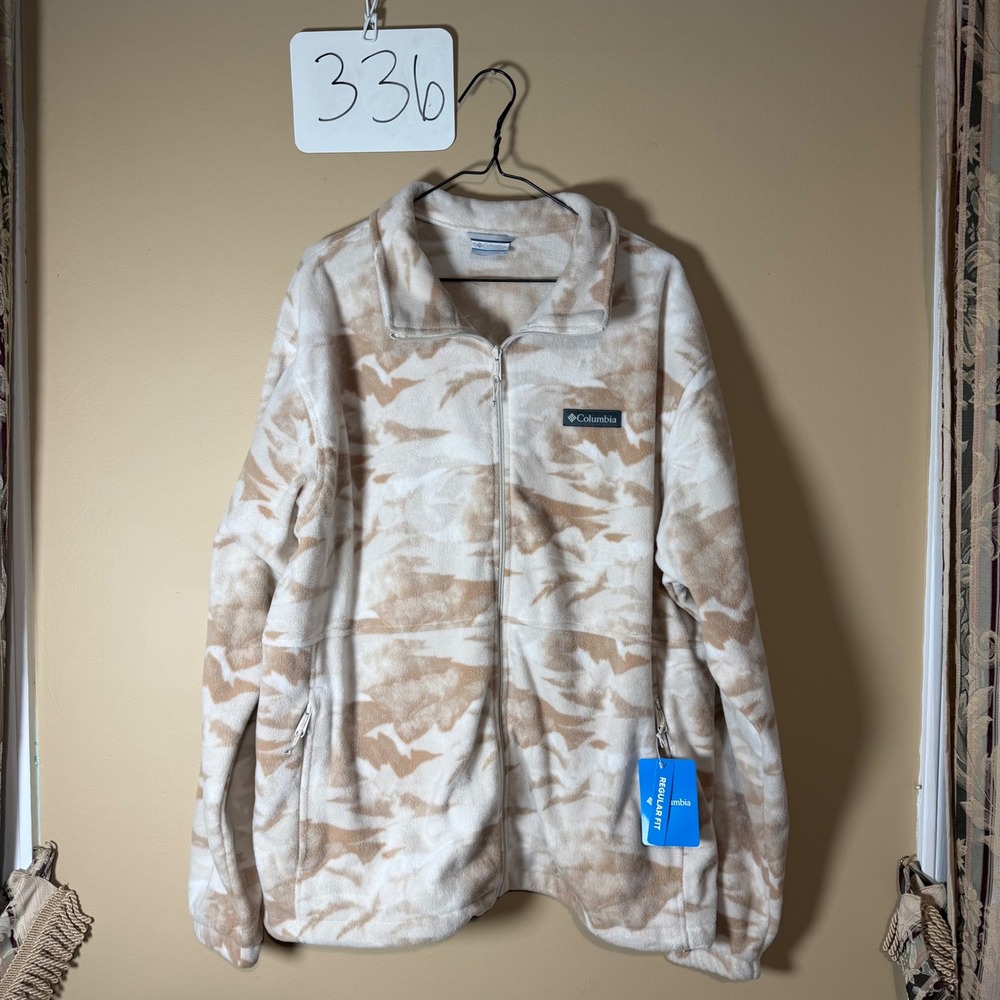 Columbia Granite Mountain Printed Fleece Jacket Tan Camo Full Zip XM0372-275 XL